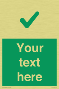 Custom green background, green tick sign